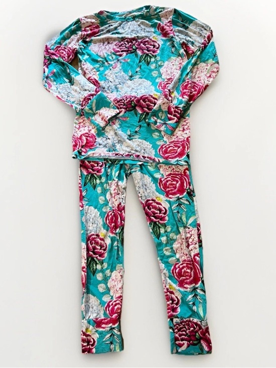 Posh Peanut Other - Posh Peanut Teal Floral Pajama Set with Pink Rose Print